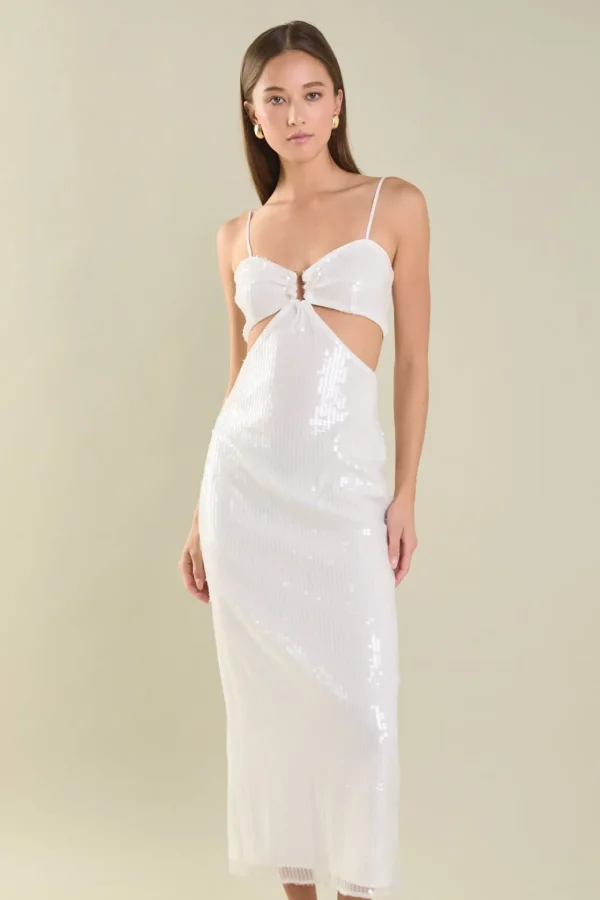 ENDLESS ROSE White Dresses | Tops*- Emma Sequin Midi Dress WHITE