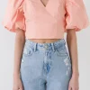 ENDLESS ROSE Tops*- Exaggerated Sleeve Crop Top