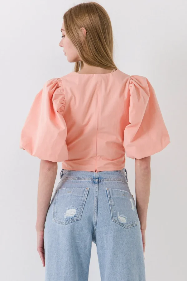 ENDLESS ROSE Tops*- Exaggerated Sleeve Crop Top