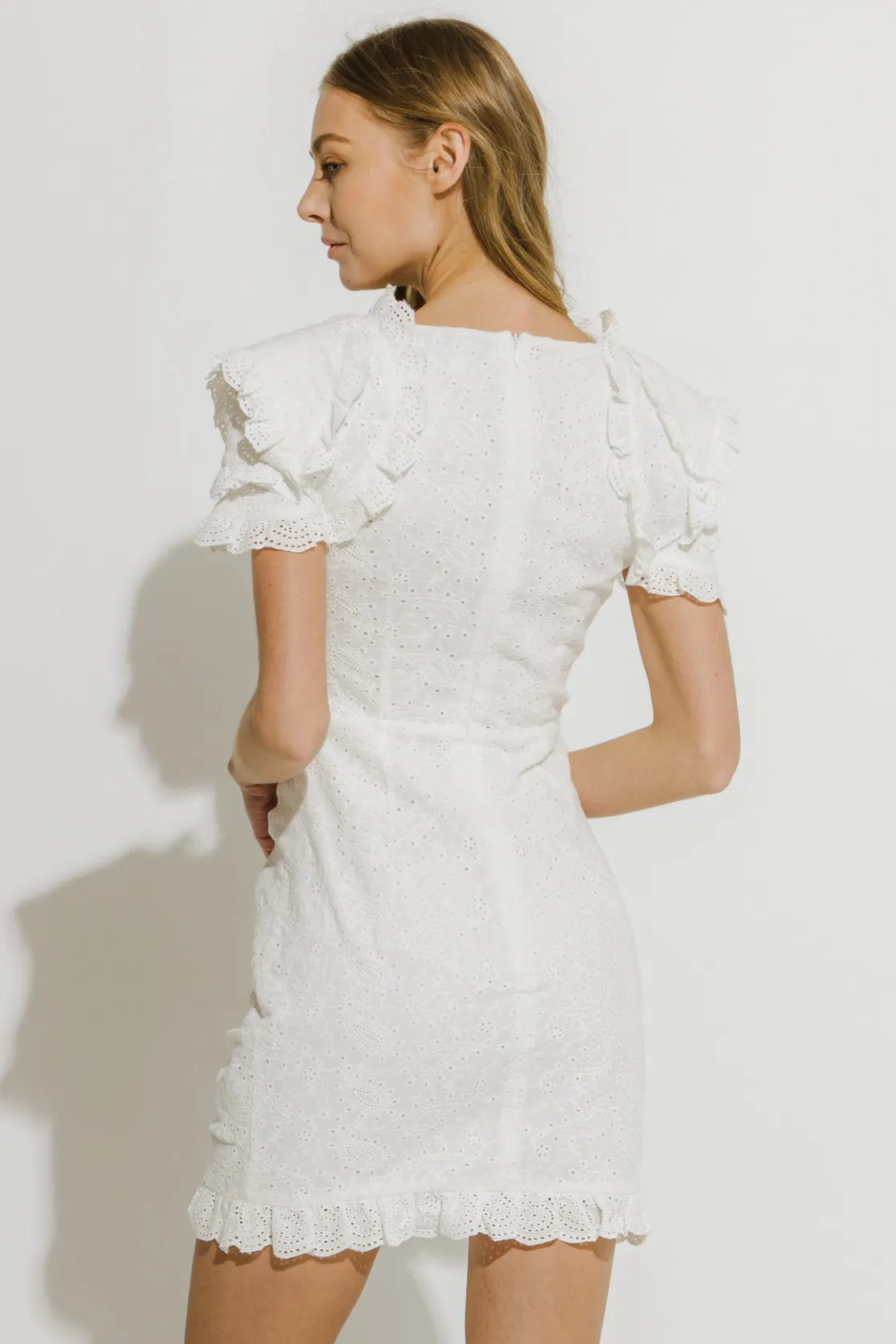 endless_rose__eyelet_fitt_2.webp ENDLESS ROSE Tops*- Eyelet Fitted Mini Dress WHITE
