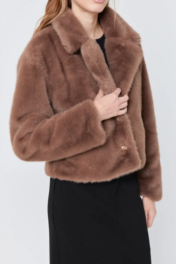 ENDLESS ROSE Jackets & Coats | Tops*- Faux Fur Buttoned Jacket TAUPE