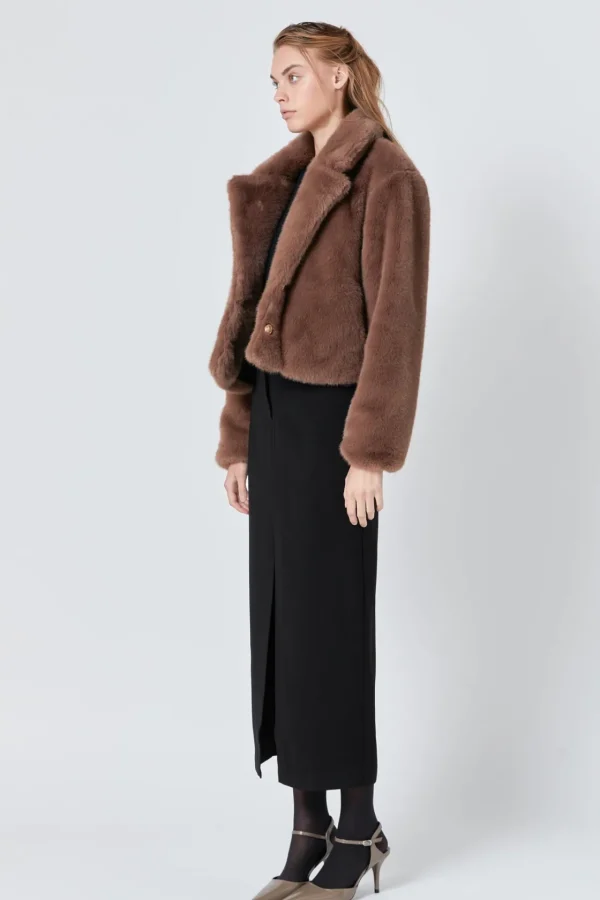 ENDLESS ROSE Jackets & Coats | Tops*- Faux Fur Buttoned Jacket TAUPE
