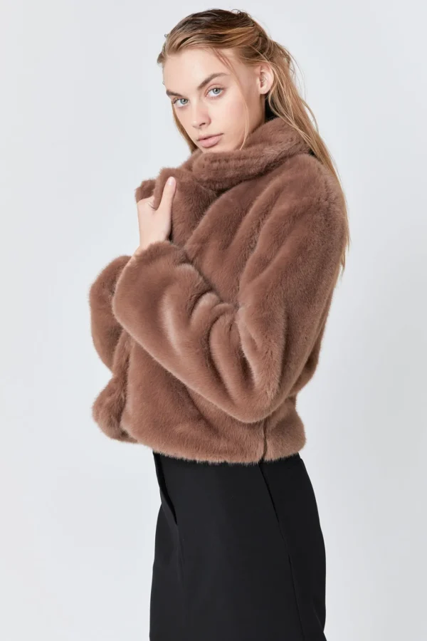 ENDLESS ROSE Jackets & Coats | Tops*- Faux Fur Buttoned Jacket TAUPE