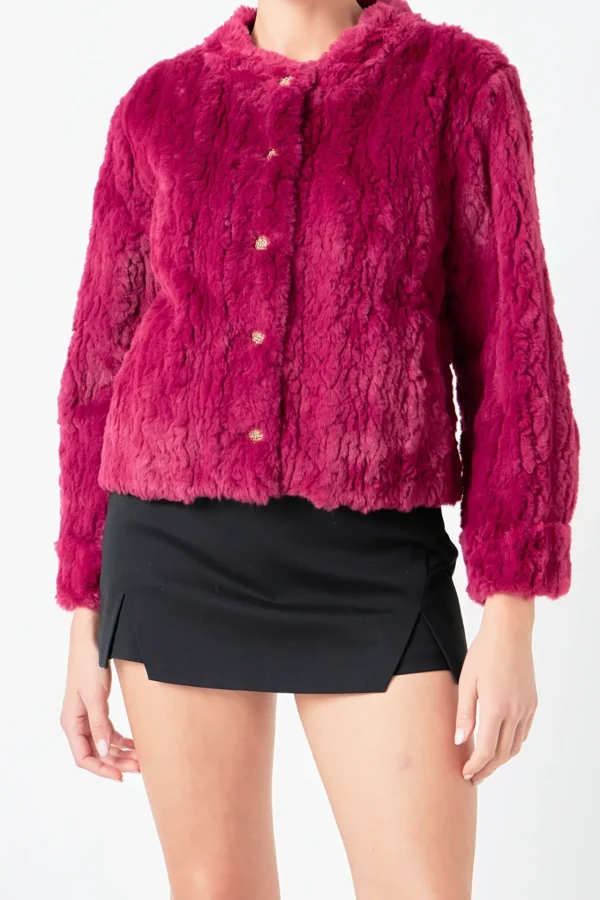 ENDLESS ROSE Jackets & Coats | Tops*- Faux Fur Jacket BERRY