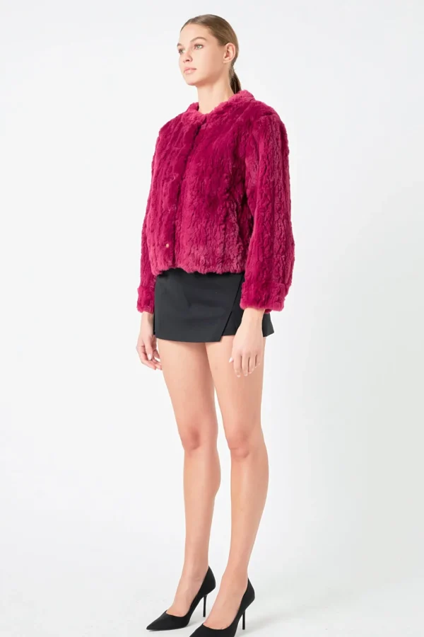 ENDLESS ROSE Jackets & Coats | Tops*- Faux Fur Jacket BERRY