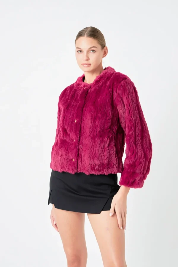 ENDLESS ROSE Jackets & Coats | Tops*- Faux Fur Jacket BERRY