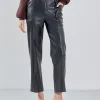 ENDLESS ROSE Pants | Tops*- Faux Leather Wide Pocket Pants JETBLACK