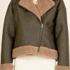 ENDLESS ROSE Jackets & Coats | Tops*- Faux Leather Jacket with Sherpa Lining CHARCOAL