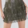 ENDLESS ROSE Skirts | Tops*- Faux Leather Fringe Mini Skirt