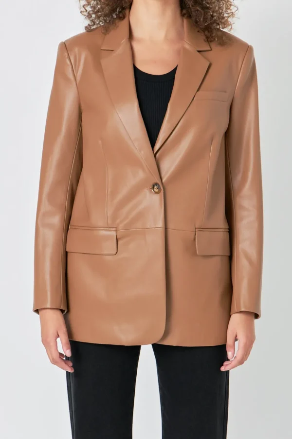 ENDLESS ROSE Blazers | Tops*- Faux Leather Blazer
