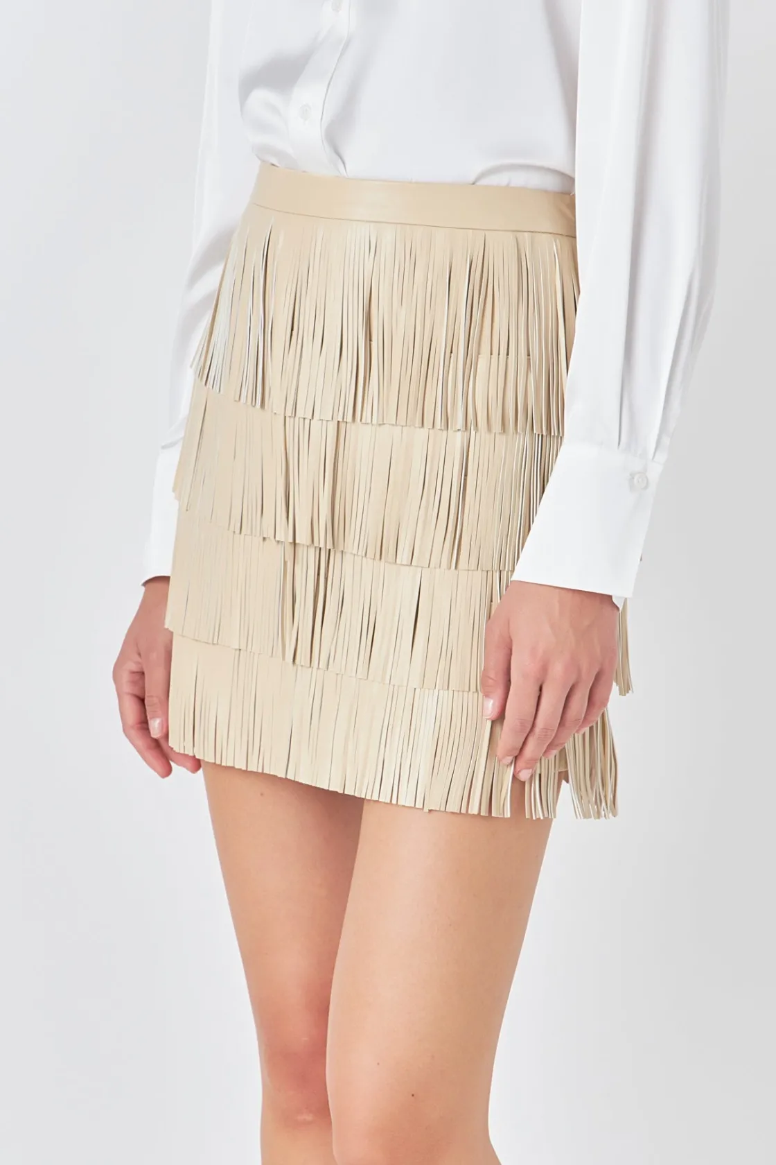 endless_rose__faux_leathe_10-2.webp ENDLESS ROSE Skirts | Tops*- Faux Leather Fringe Mini Skirt
