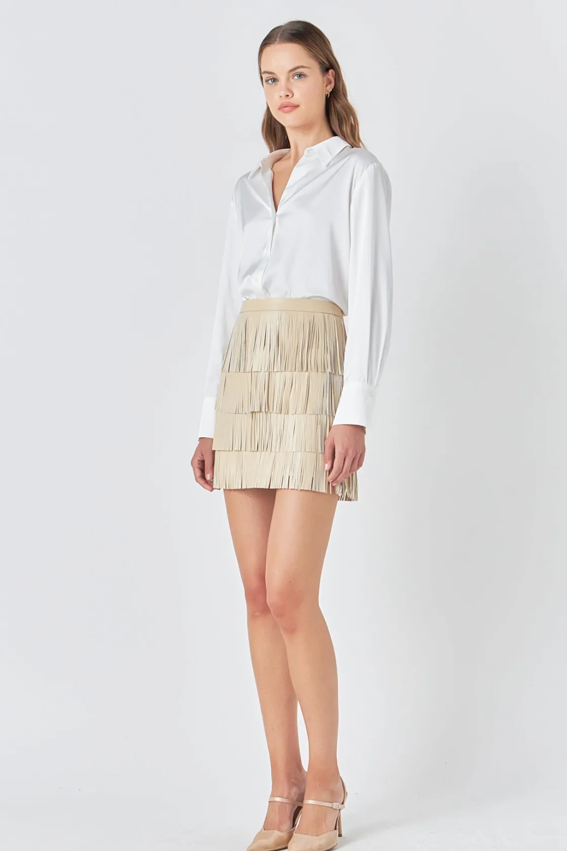 endless_rose__faux_leathe_11-2.webp ENDLESS ROSE Skirts | Tops*- Faux Leather Fringe Mini Skirt