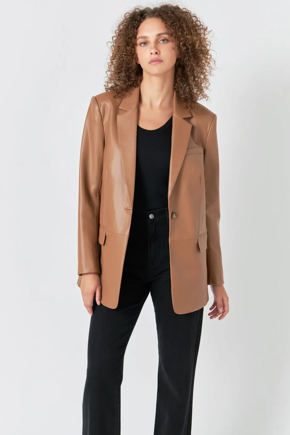 endless_rose__faux_leathe_13-1.webp ENDLESS ROSE Blazers | Tops*- Faux Leather Blazer
