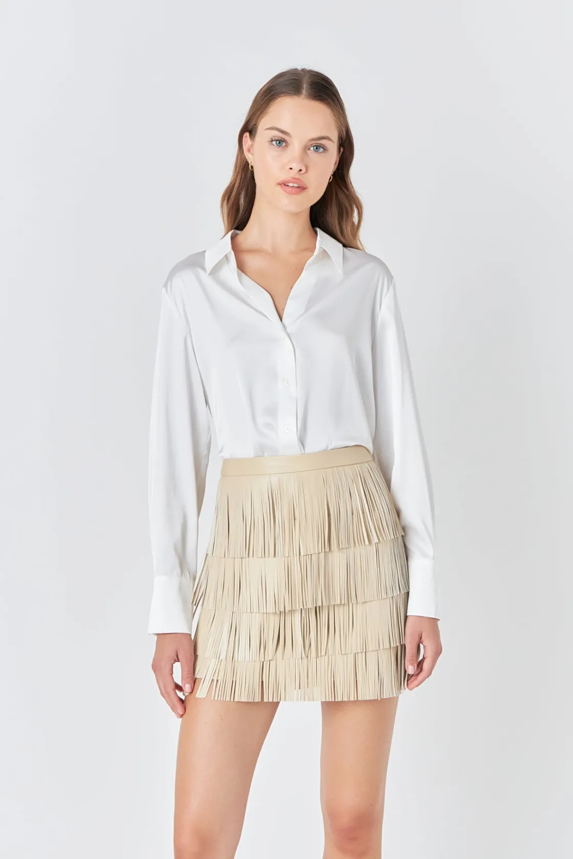 endless_rose__faux_leathe_13-2.webp ENDLESS ROSE Skirts | Tops*- Faux Leather Fringe Mini Skirt