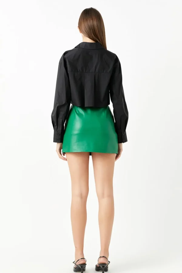 ENDLESS ROSE Skirts | Tops*- Faux Leather Front Slits Skort
