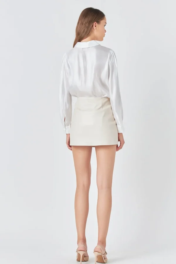 ENDLESS ROSE Skirts | Tops*- Faux Leather Front Slits Skort