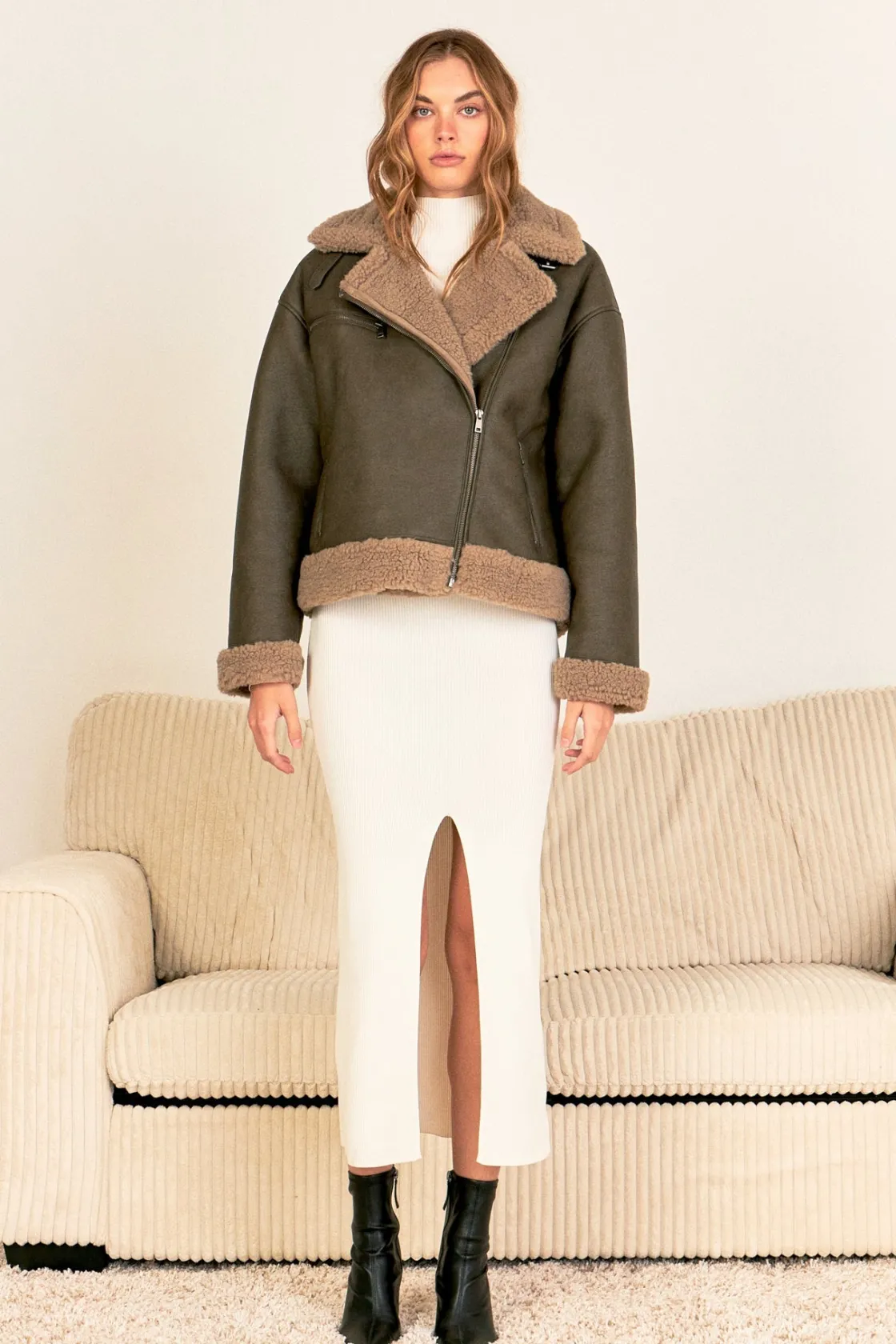 endless_rose__faux_leathe_2-5.webp ENDLESS ROSE Jackets & Coats | Tops*- Faux Leather Jacket with Sherpa Lining CHARCOAL