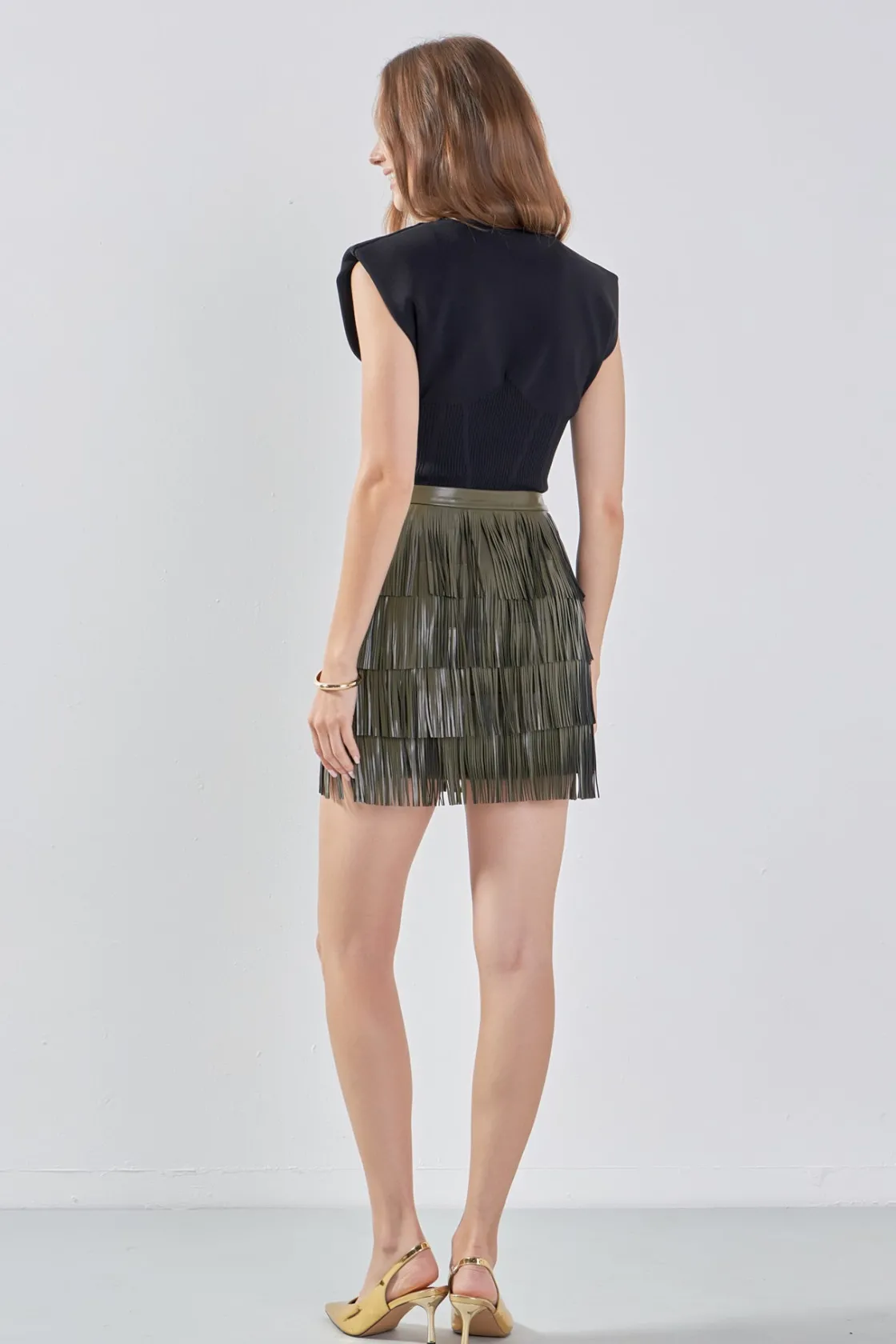endless_rose__faux_leathe_2-6.webp ENDLESS ROSE Skirts | Tops*- Faux Leather Fringe Mini Skirt