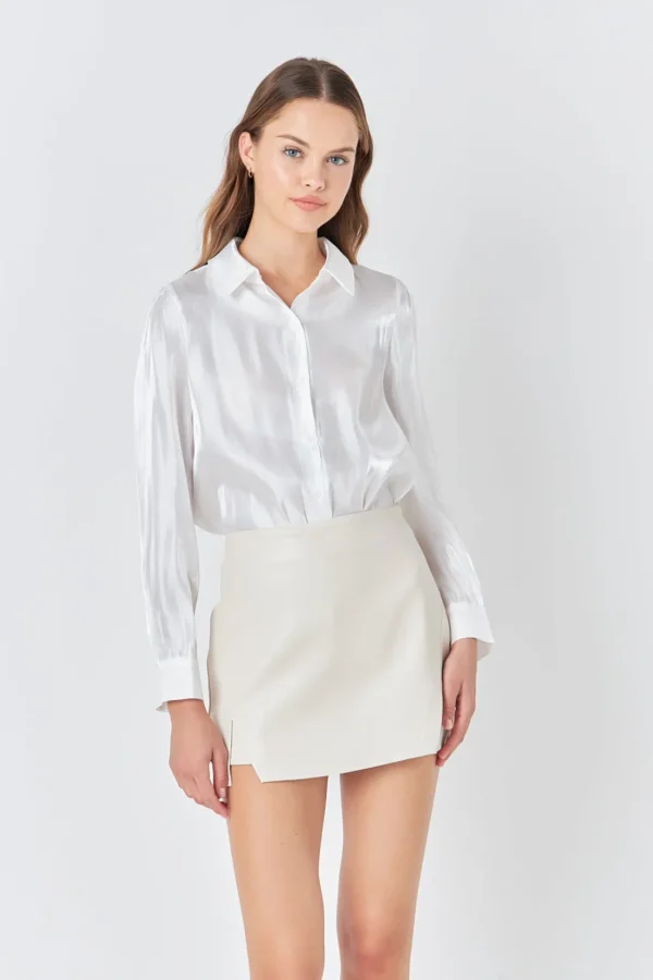ENDLESS ROSE Skirts | Tops*- Faux Leather Front Slits Skort