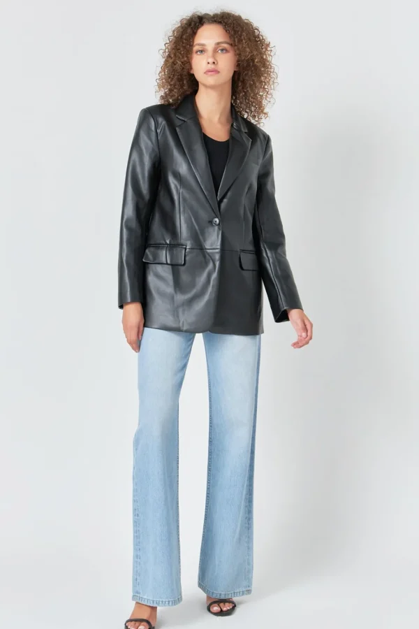 ENDLESS ROSE Blazers | Tops*- Faux Leather Blazer