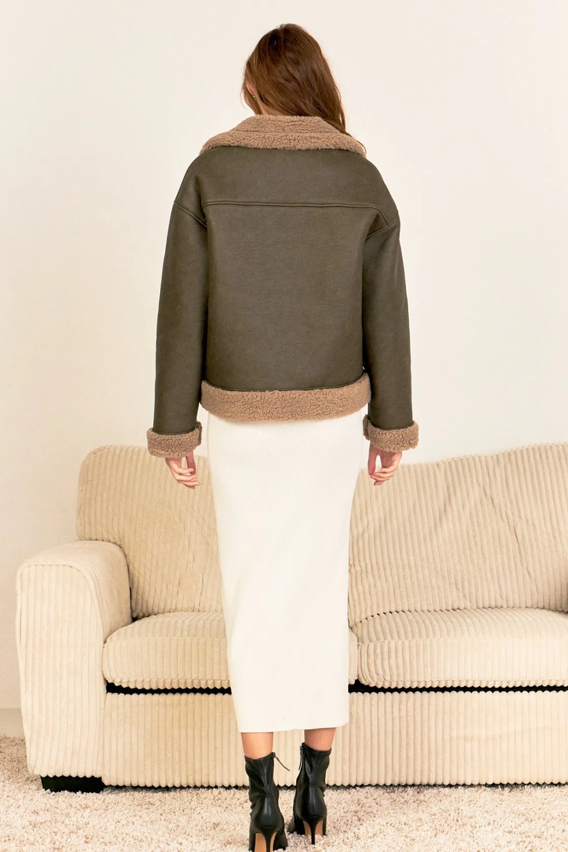 endless_rose__faux_leathe_4-3.webp ENDLESS ROSE Jackets & Coats | Tops*- Faux Leather Jacket with Sherpa Lining CHARCOAL