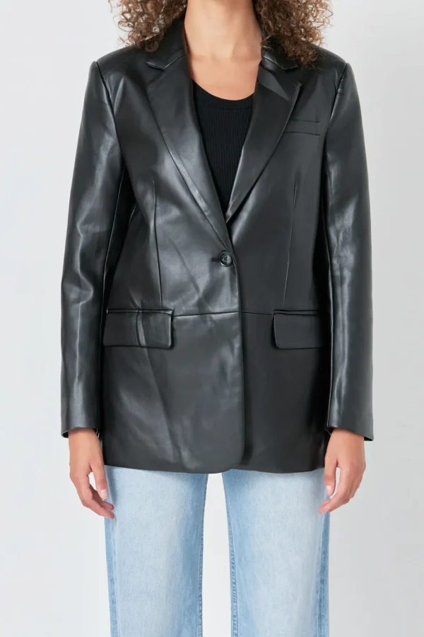 ENDLESS ROSE Blazers | Tops*- Faux Leather Blazer