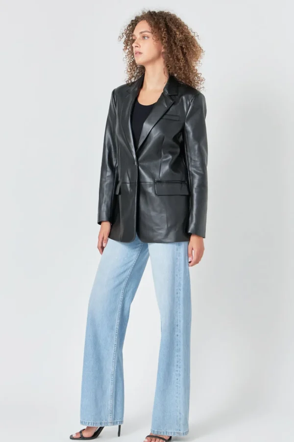 ENDLESS ROSE Blazers | Tops*- Faux Leather Blazer