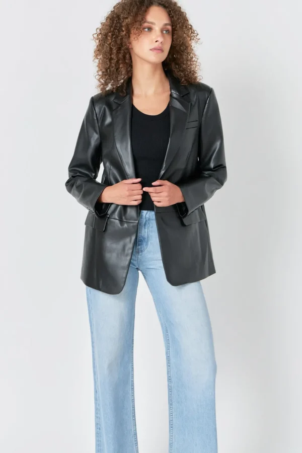 ENDLESS ROSE Blazers | Tops*- Faux Leather Blazer
