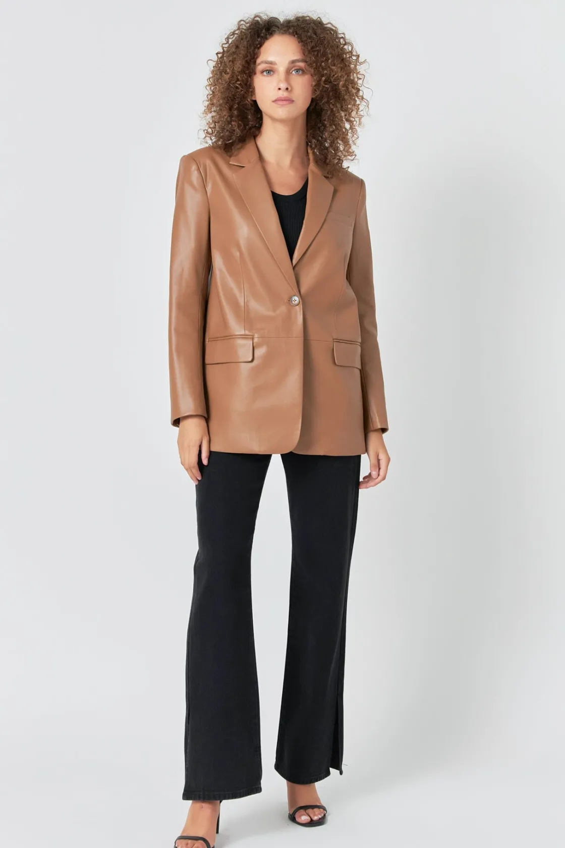 endless_rose__faux_leathe_9-1.webp ENDLESS ROSE Blazers | Tops*- Faux Leather Blazer