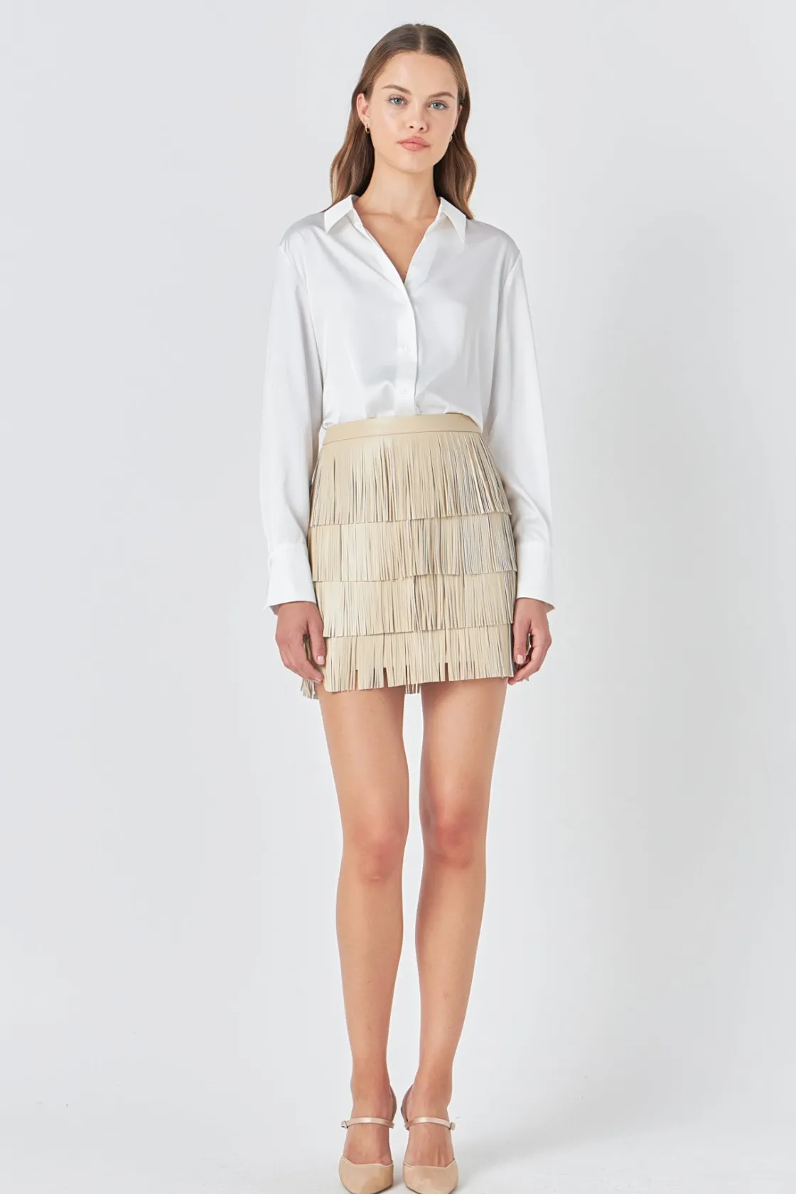 endless_rose__faux_leathe_9-2.webp ENDLESS ROSE Skirts | Tops*- Faux Leather Fringe Mini Skirt