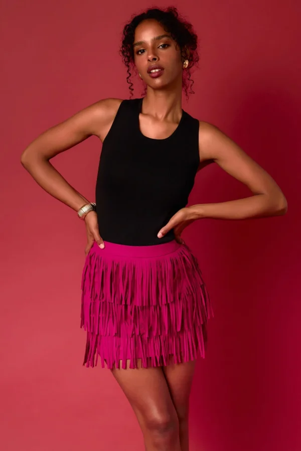 ENDLESS ROSE Skirts | Tops*- Faux Suede Fringe Mini Skirt