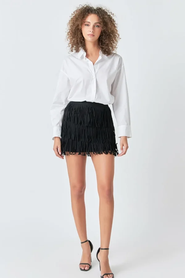 ENDLESS ROSE Skirts | Tops*- Faux Suede Fringe Mini Skirt
