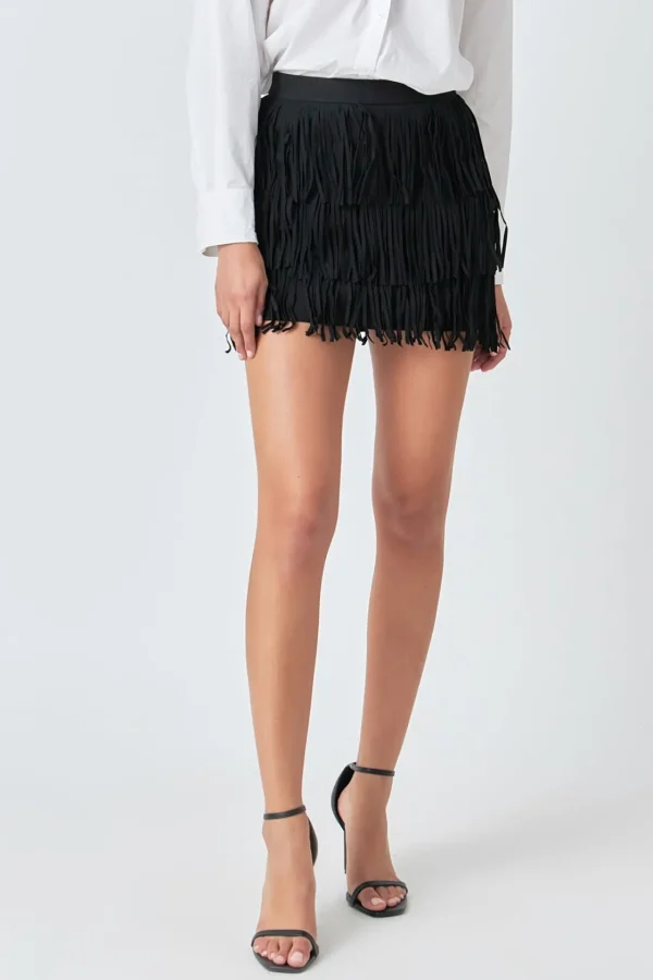ENDLESS ROSE Skirts | Tops*- Faux Suede Fringe Mini Skirt