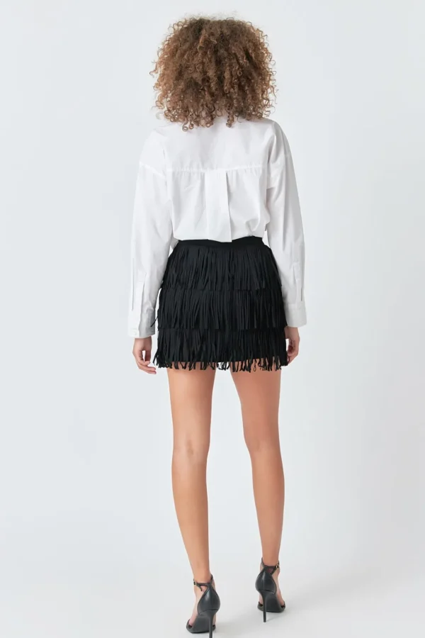 ENDLESS ROSE Skirts | Tops*- Faux Suede Fringe Mini Skirt
