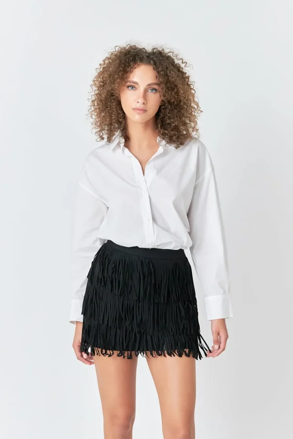 ENDLESS ROSE Skirts | Tops*- Faux Suede Fringe Mini Skirt