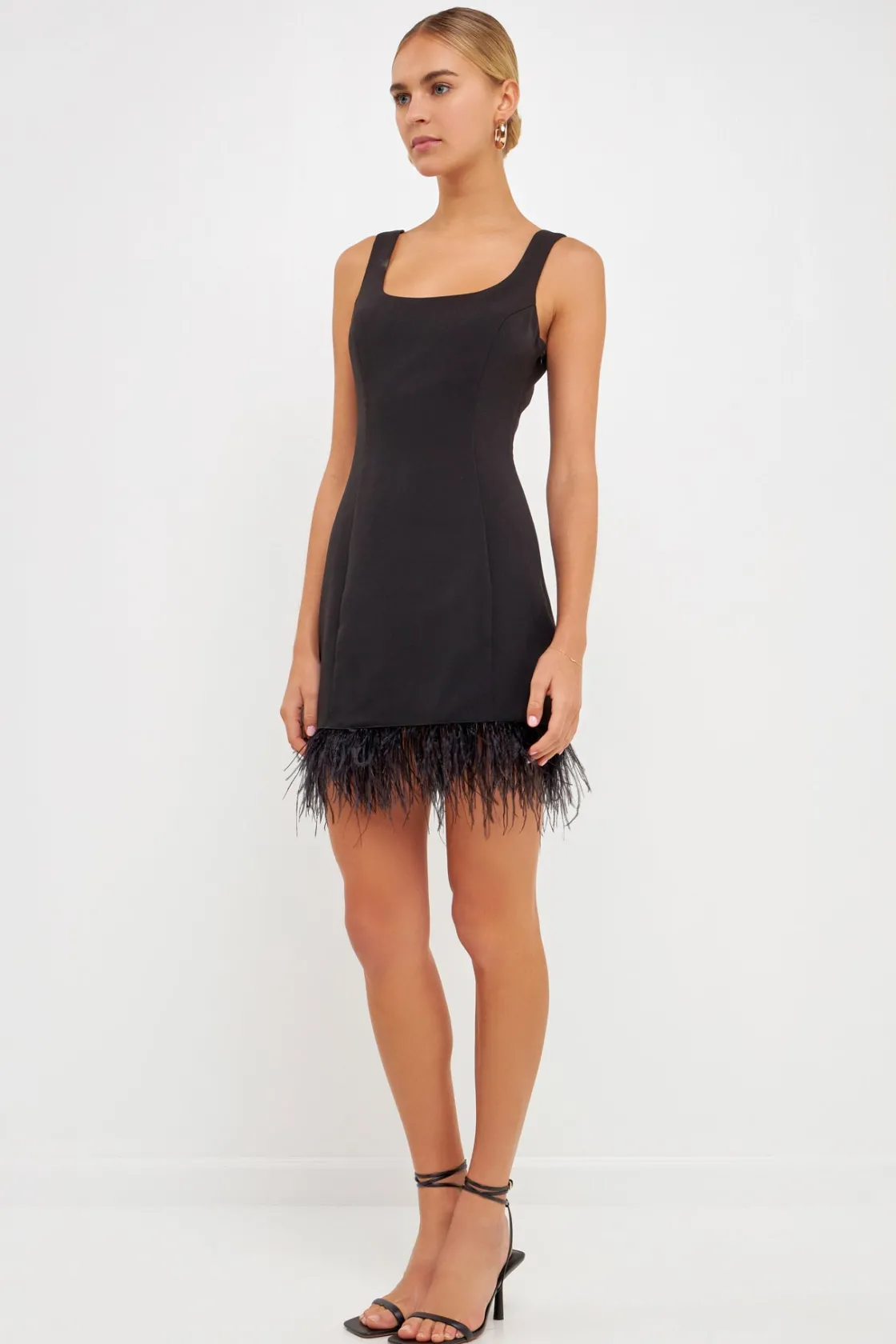 endless_rose__feather_tri_1-2.webp ENDLESS ROSE Little Black Dress | Strapless*- Feather Trim Mini Dress BLACK