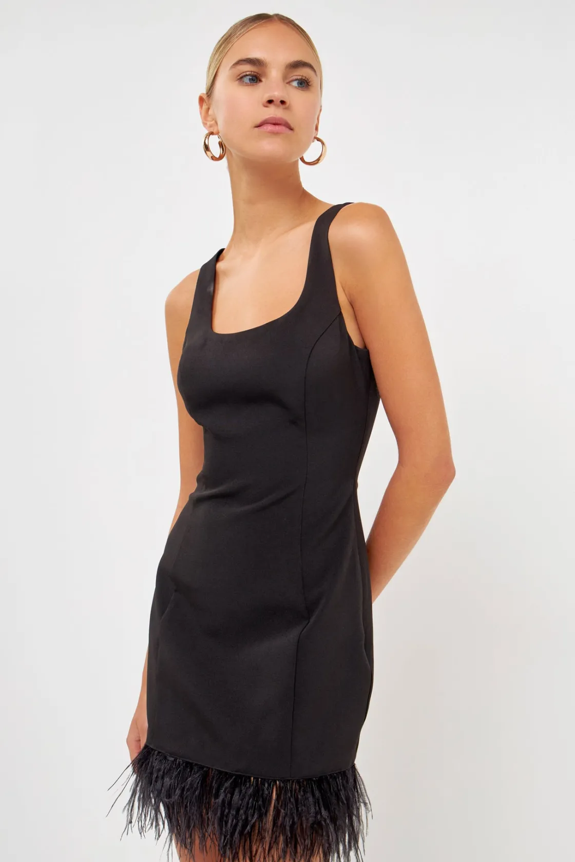 endless_rose__feather_tri_3-2.webp ENDLESS ROSE Little Black Dress | Strapless*- Feather Trim Mini Dress BLACK
