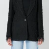 ENDLESS ROSE Blazers | Tops*- Feather-Trimmed Tweed Blazer BLACK