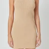 ENDLESS ROSE Bodycon Dresses | Tops*- Fitted Knit Mini Dress CAMEL