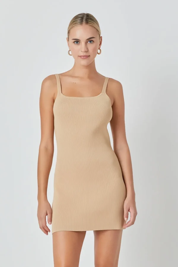 ENDLESS ROSE Bodycon Dresses | Tops*- Fitted Knit Mini Dress CAMEL