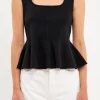ENDLESS ROSE Tops*- Flare Detail Knit Tank Top