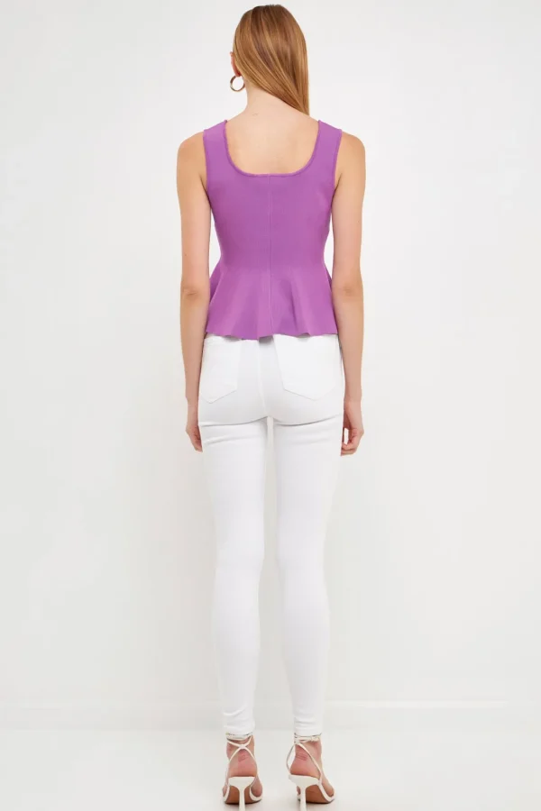 ENDLESS ROSE Tops*- Flare Detail Knit Tank Top