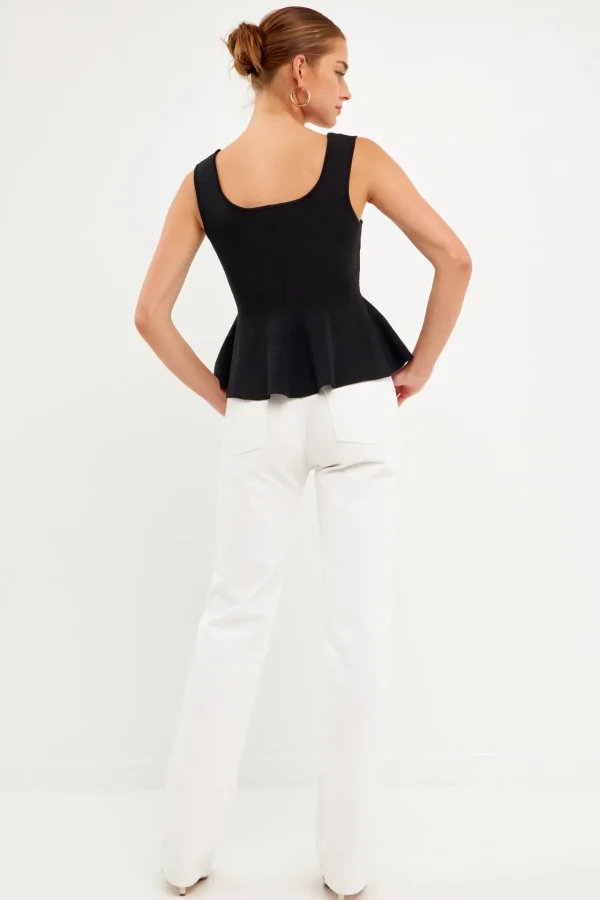 ENDLESS ROSE Tops*- Flare Detail Knit Tank Top