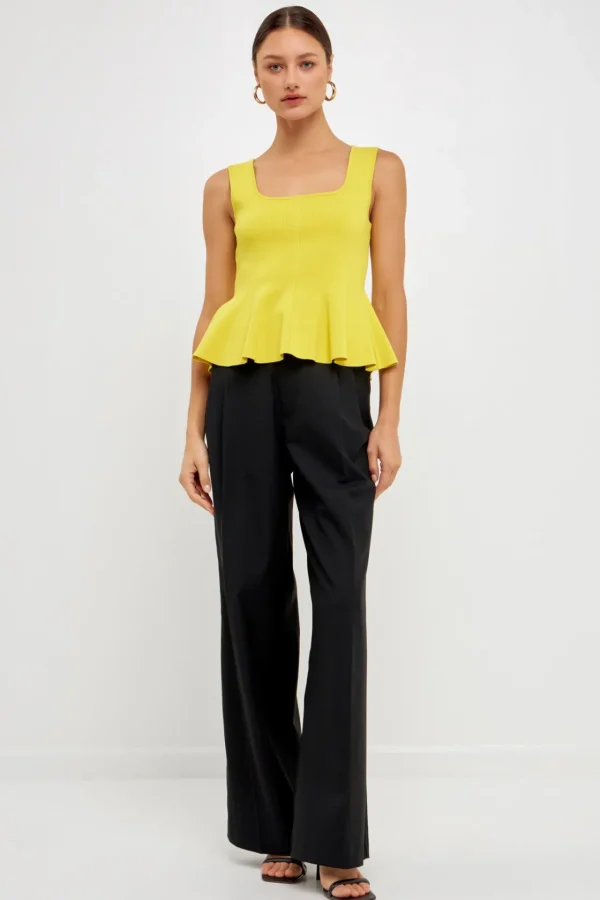 ENDLESS ROSE Tops*- Flare Detail Knit Tank Top