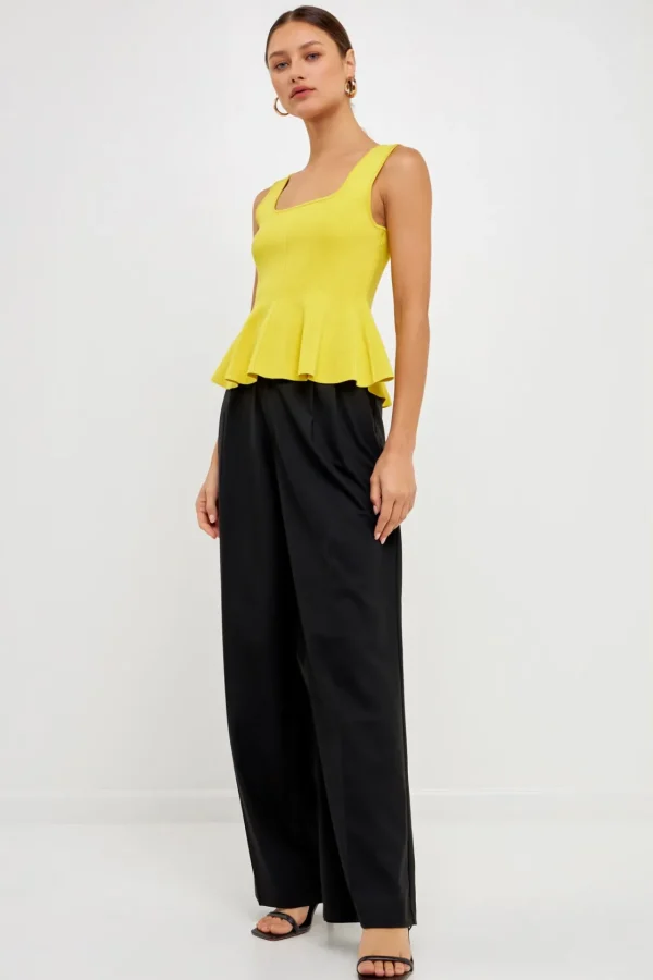 ENDLESS ROSE Tops*- Flare Detail Knit Tank Top
