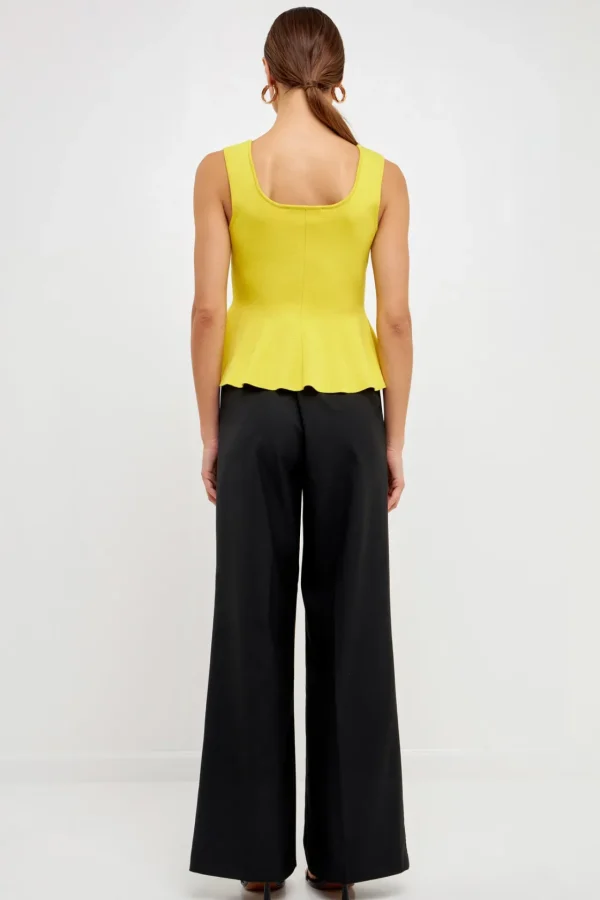 ENDLESS ROSE Tops*- Flare Detail Knit Tank Top
