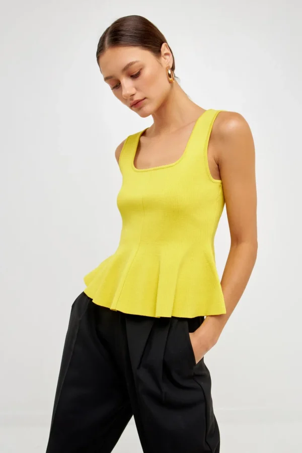 ENDLESS ROSE Tops*- Flare Detail Knit Tank Top