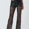 ENDLESS ROSE Pants | Tops*- Flared Sequins Pants BLACK