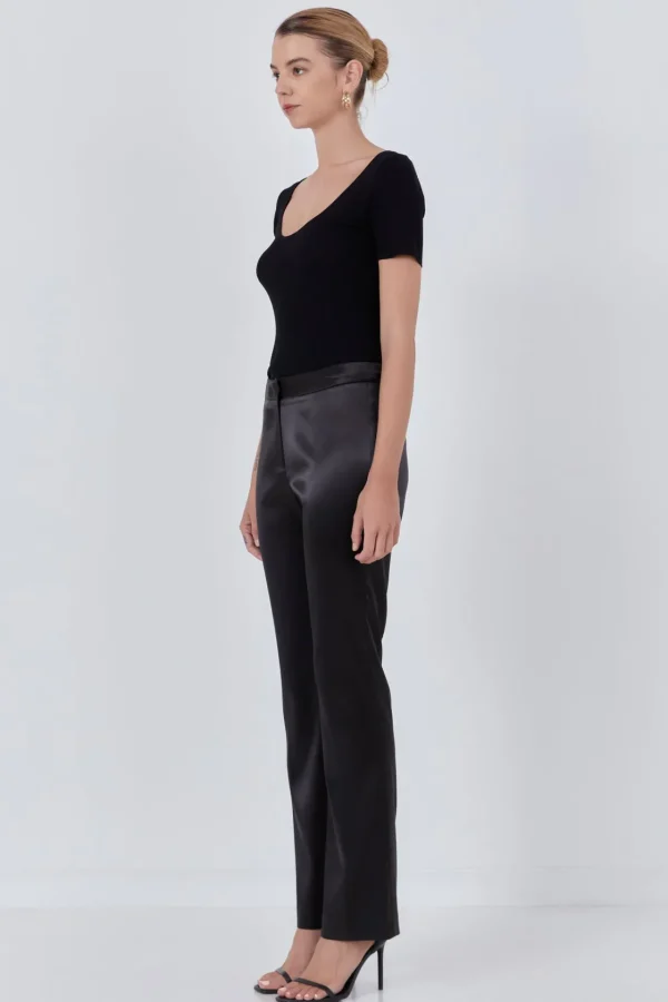 ENDLESS ROSE Pants*- Flared Solid Trouser BLACK