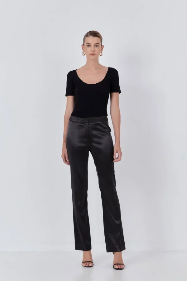 ENDLESS ROSE Pants*- Flared Solid Trouser BLACK